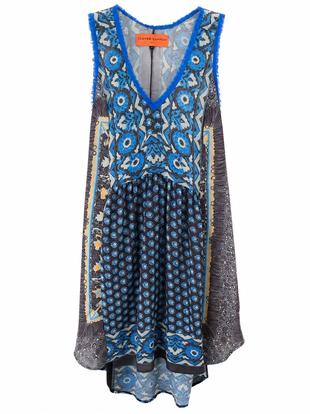 Clover Canyon Mixed Print High Low Handkerchief Tunic Top M